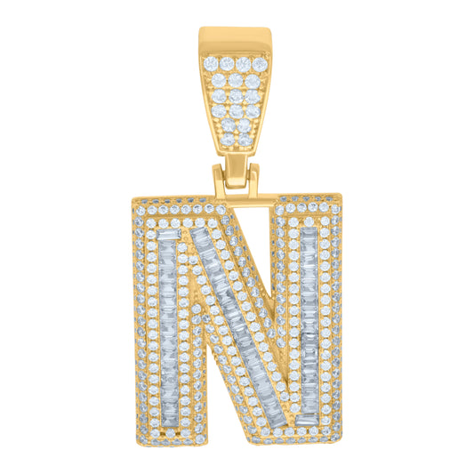 925 Sterling Silver Initial Letter "N" Pendant