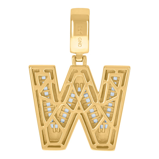 925 Sterling Silver Initial Letter "W" Pendant