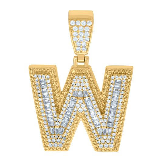 925 Sterling Silver Initial Letter "W" Pendant