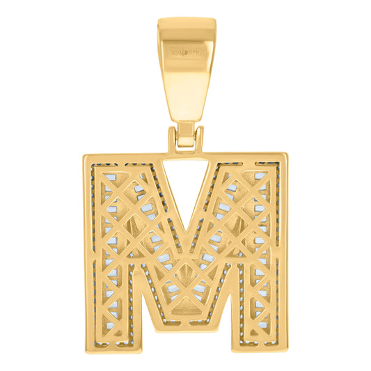 925 Sterling Silver Cz Initial Letter "M" Pendant