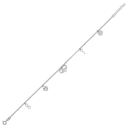 925 Sterling Silver Anklet 9"+1"