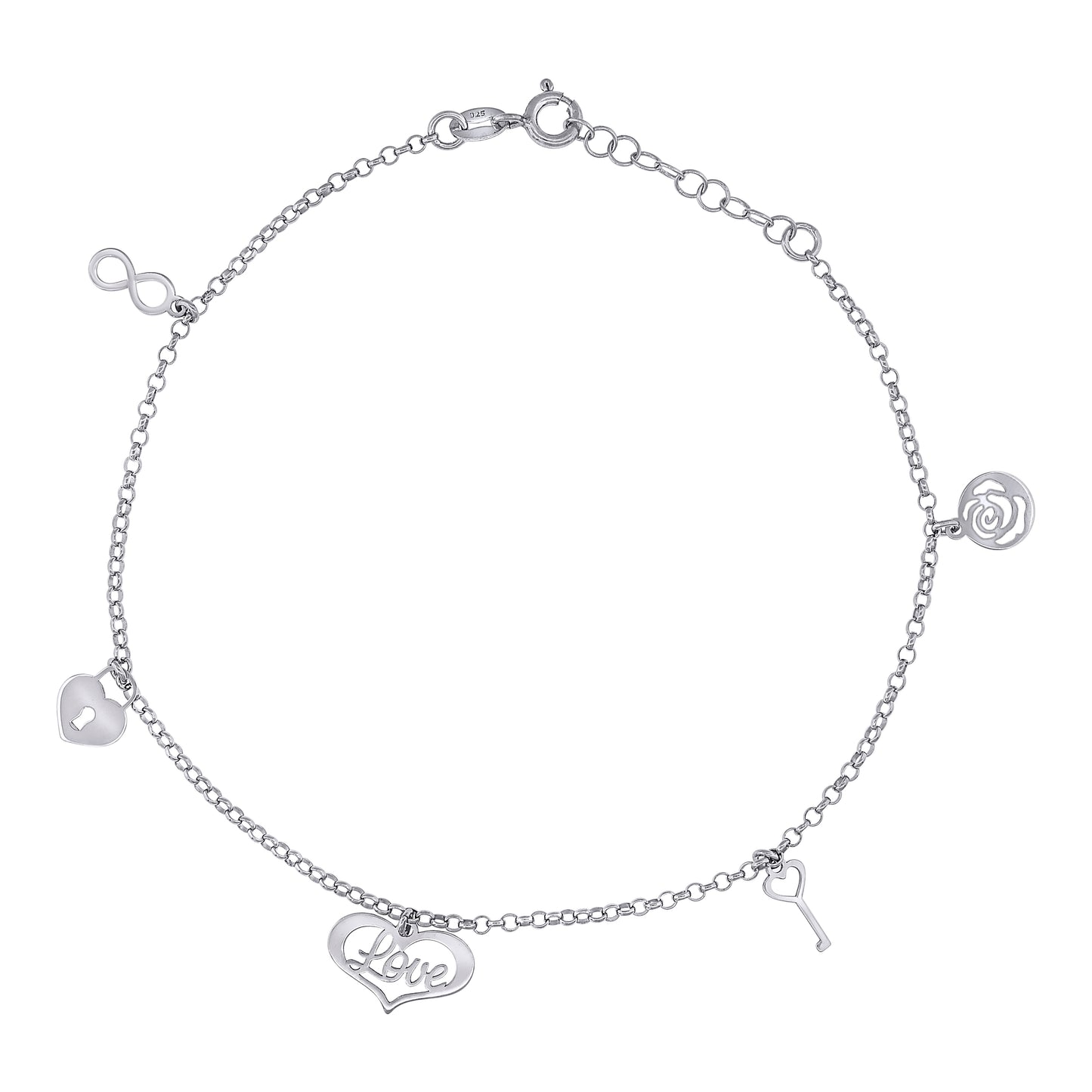 925 Sterling Silver Anklet 9"+1"