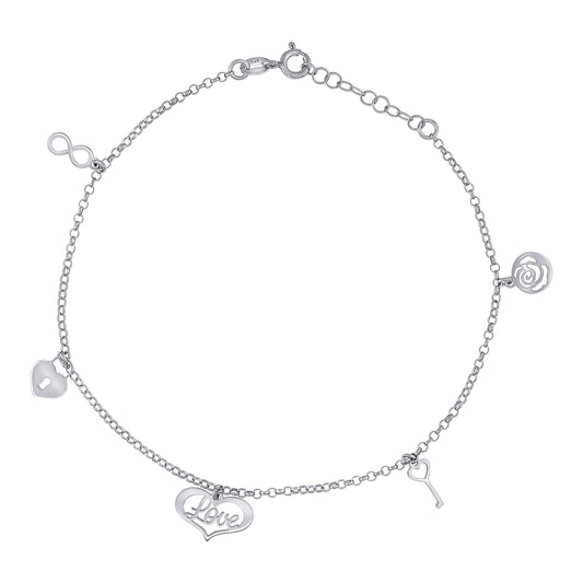 925 Sterling Silver Anklet 9"+1"