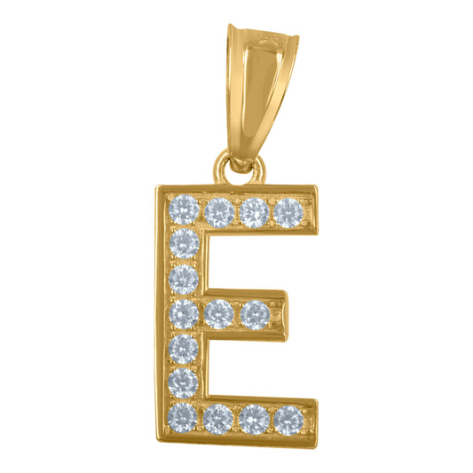 10Kt Gold Initial "E" Letter Pendant