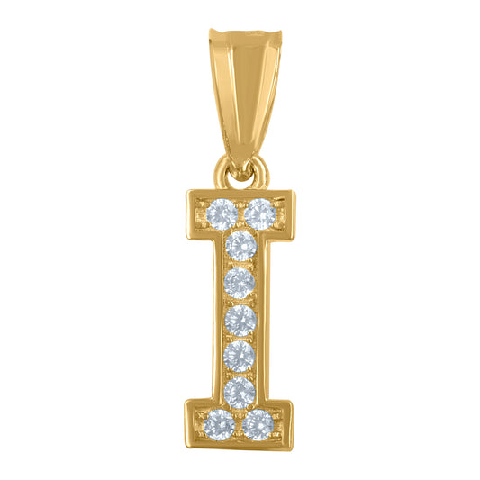 10Kt Gold Initial "I" Letter Pendant