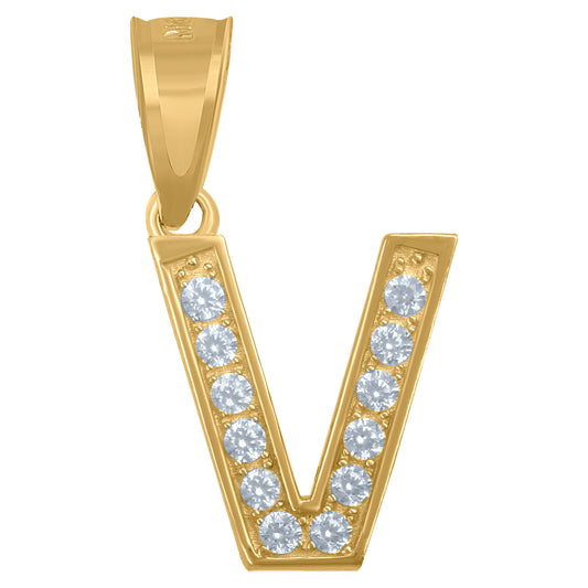 10Kt Gold Initial "V" Letter Pendant