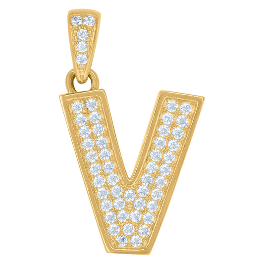 10Kt Gold Initial Letter Pendant "V"