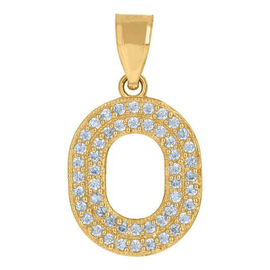 10Kt Gold Cz Initial "O" Letter Pendant
