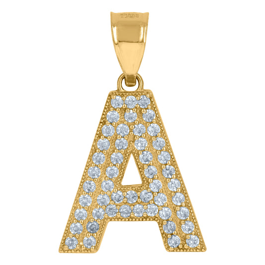 10Kt Gold Cz Initial "A" Letter Pendant