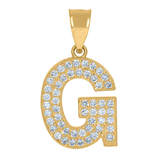 10Kt Gold Cz Initial "G" Letter Pendant