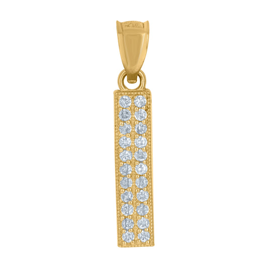 10Kt Gold Cz Initial "I" Letter Pendant
