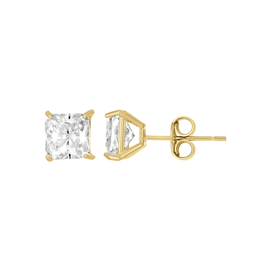 10Kt Gold 6Mm Cz Square Earrings