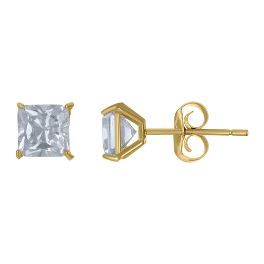 10Kt Gold 5Mm Square Cz Earrings