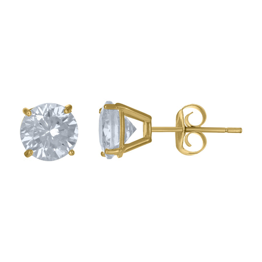 10Kt Gold 6.5Mm Round Cz Earrings