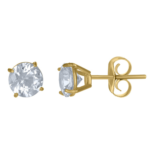 10Kt Gold 5Mm Round Cz Earrings