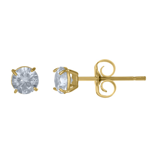 10Kt Gold 4Mm Round Cz Earrings