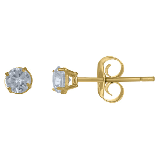 10Kt Gold 3.5Mm Round Cz Earrings