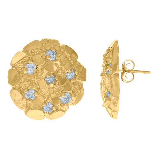 10Kt Gold Cz Nugget Earrings