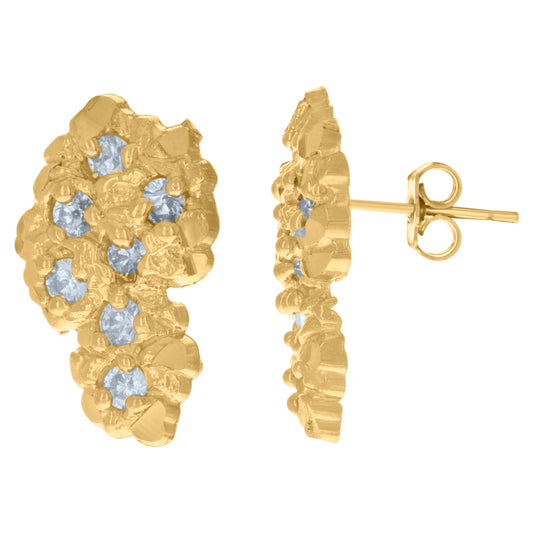 10Kt Gold Cz Nugget Earrings