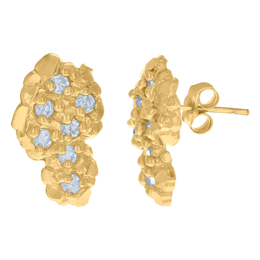 10Kt Gold Cz Nugget Earrings
