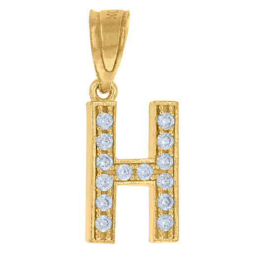 10Kt Gold Initial "H" Letter Pendant