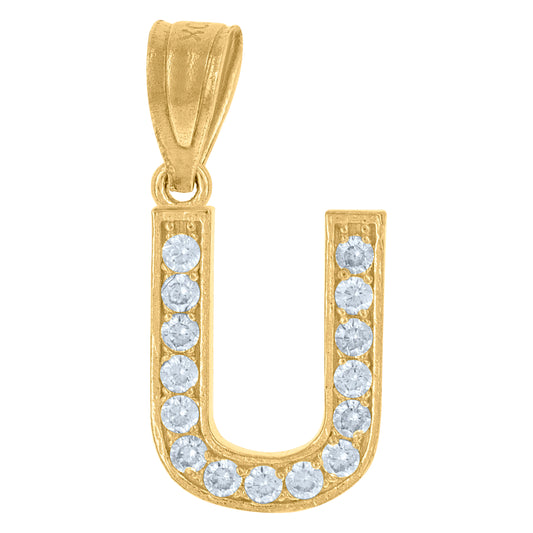 10Kt Gold Initial "U" Letter Pendant