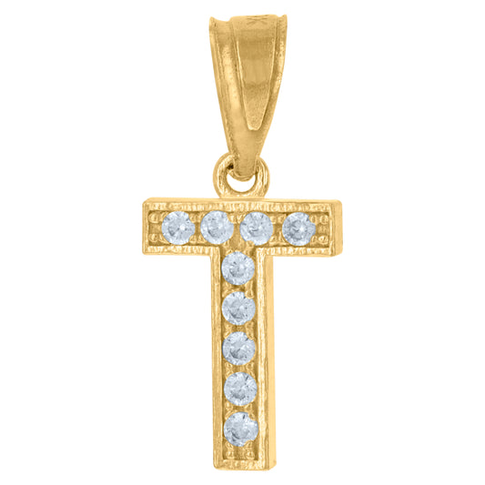 10Kt Gold Initial "T" Letter Pendant