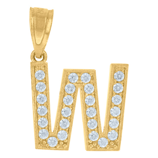 10Kt Gold Initial "W" Letter Pendant