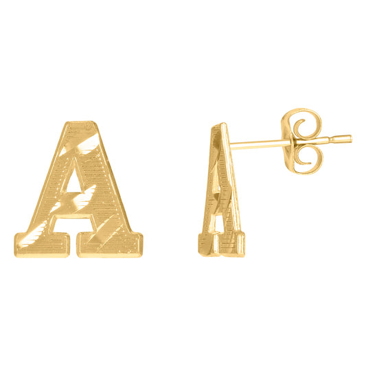 10Kt Gold Initial Letter Earrings "A"