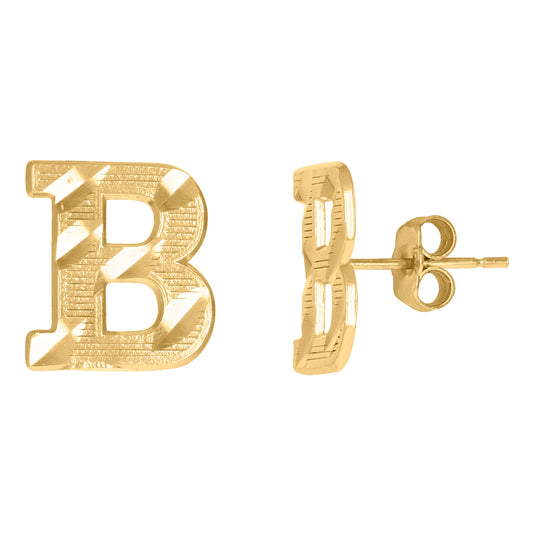 10Kt Gold Initial Letter Earrings "B"
