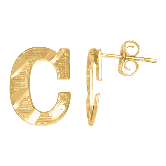 10Kt Gold Initial Letter Earrings "C"