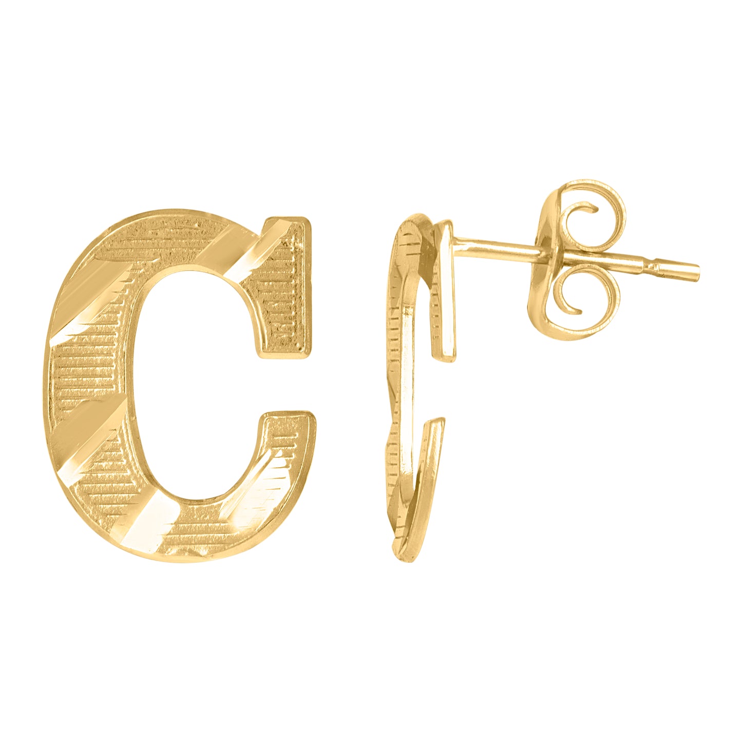 10Kt Gold Initial Letter Earrings "C"