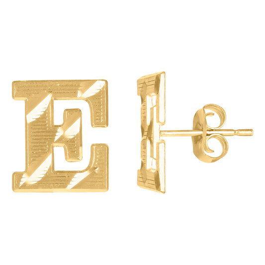 10Kt Gold Initial Letter Earrings "E"