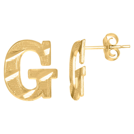 10Kt Gold Initial Letter Earrings "G"