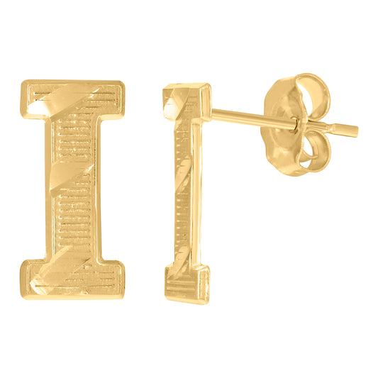 10Kt Gold Initial Letter Earrings "I"