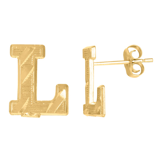 10Kt Gold Initial Letter Earrings "L"