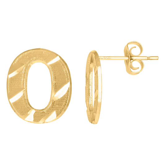 10Kt Gold Initial Letter Earrings "O"