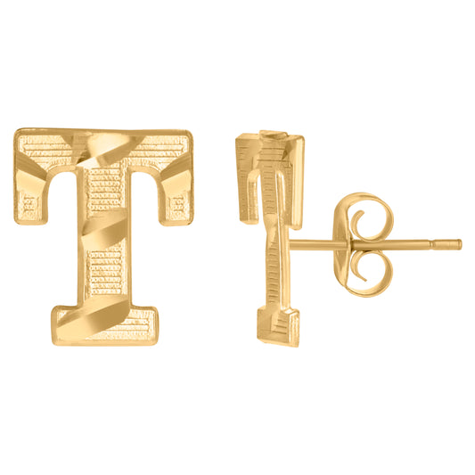 10Kt Gold Initial Letter Earrings "T"