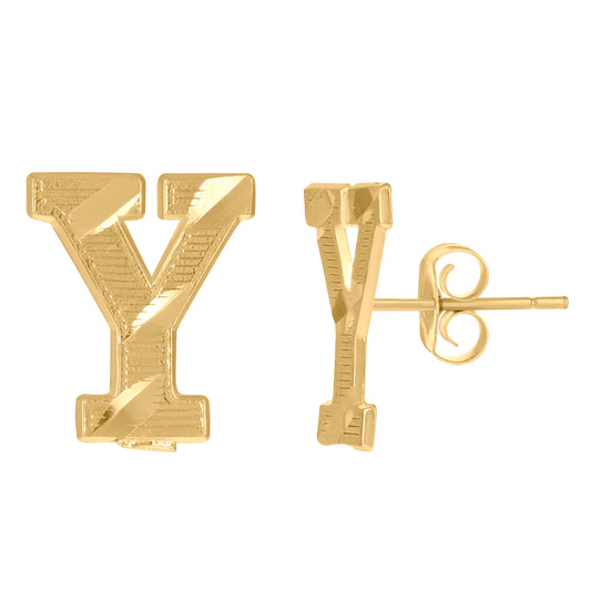 10Kt Gold Initial Letter Earrings "X"