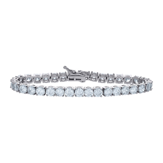 925 Sterling Silver Cz Tennis 4-Prong Necklace 5mm