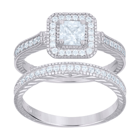 925 Sterling Silver Cz Duo Ring S7