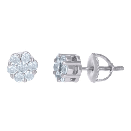 925 Sterling Silver Flower Earrings  6mm