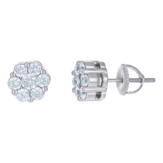 925 Sterling Silver Flower Earrings 8mm