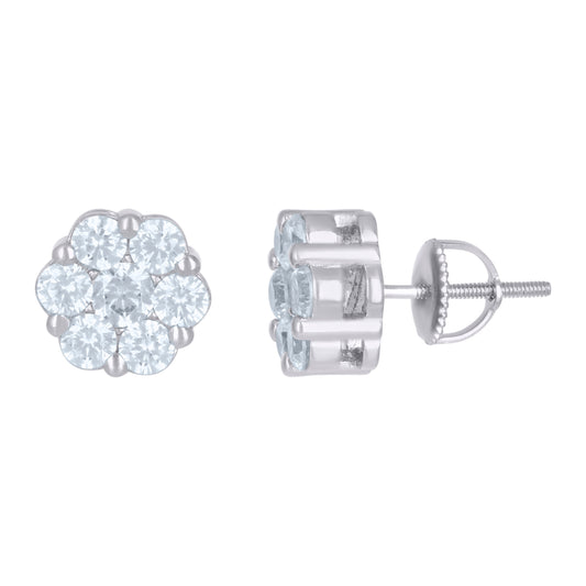 925 Sterling Silver Flower Earrings 10.5mm