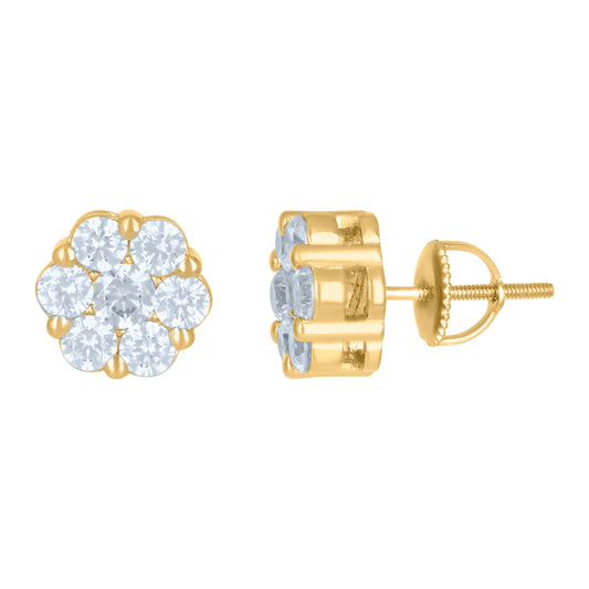 925 Sterling Silver Flower Earrings 10.5mm
