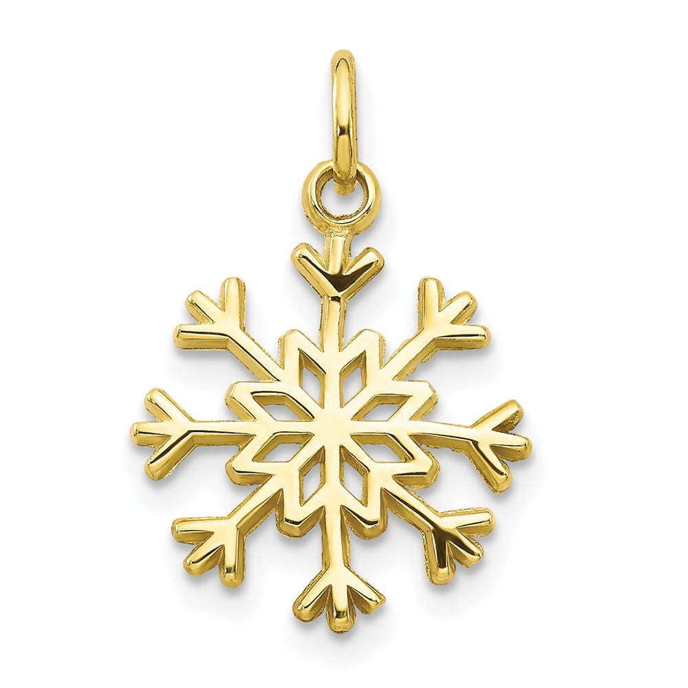 10k Solid Polished Snowflake Charm