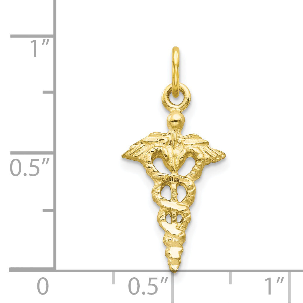 10k Solid Caduceus Charm