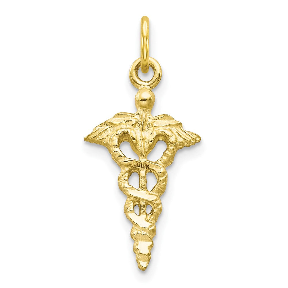 10k Solid Caduceus Charm