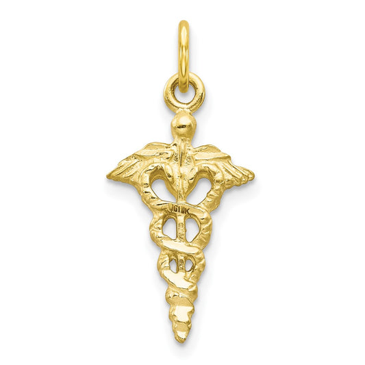 10k Solid Caduceus Charm