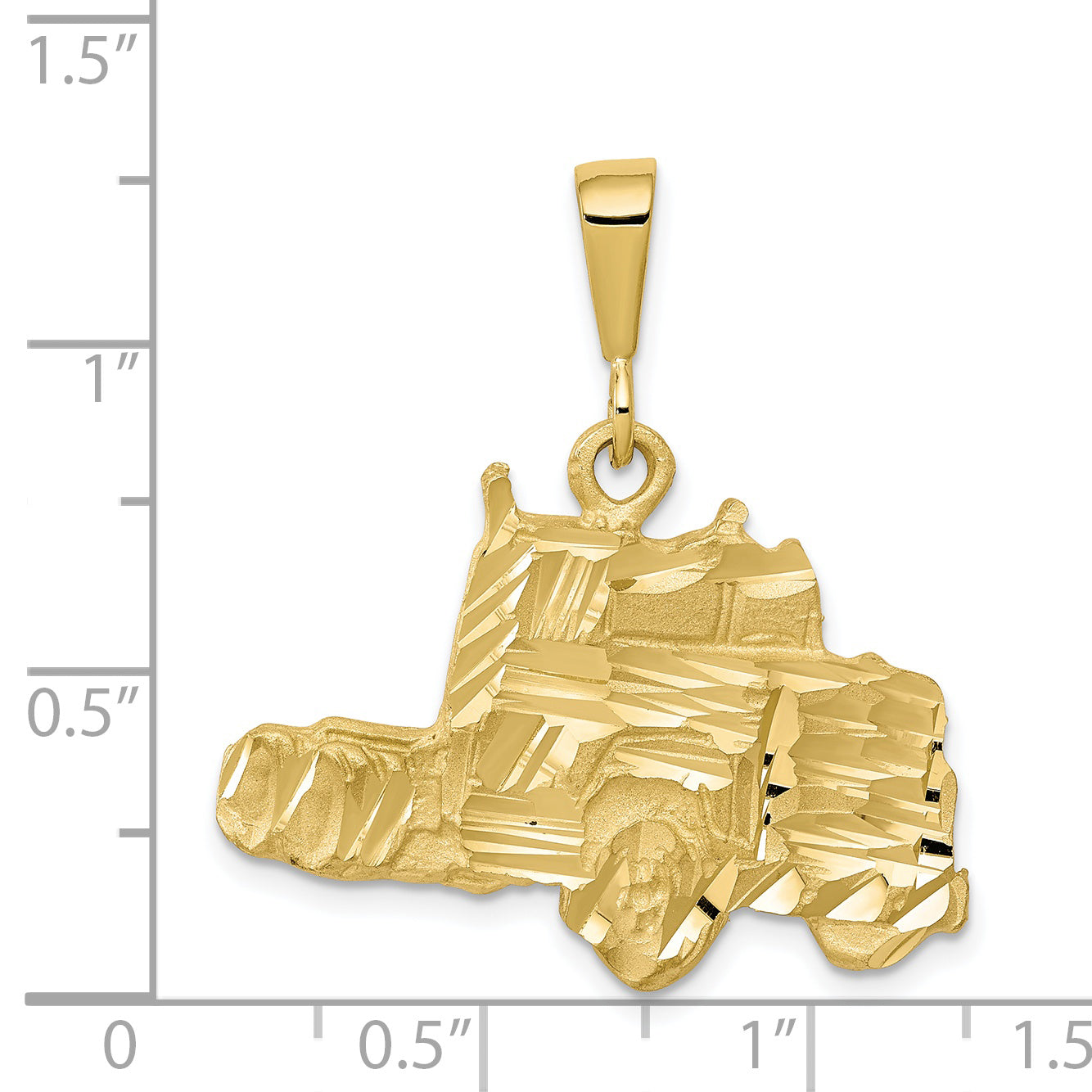 10k Solid Diamond-cut Semi Truck Charm
